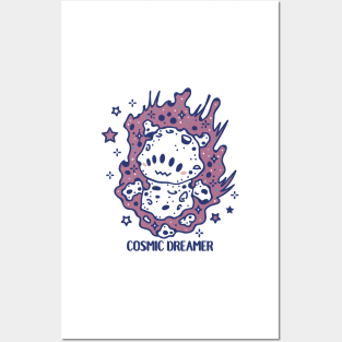 Cosmic dreamer flying like a shooting star Posters and Art